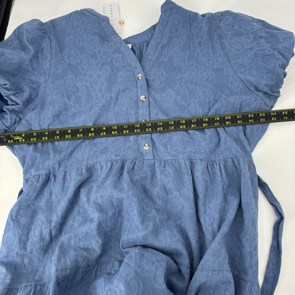 Baltic Born Camille Midi Dress Blue‎ Tiered Puff Sleeve Women's 2XL Lined Floral - Picture 9 of 9